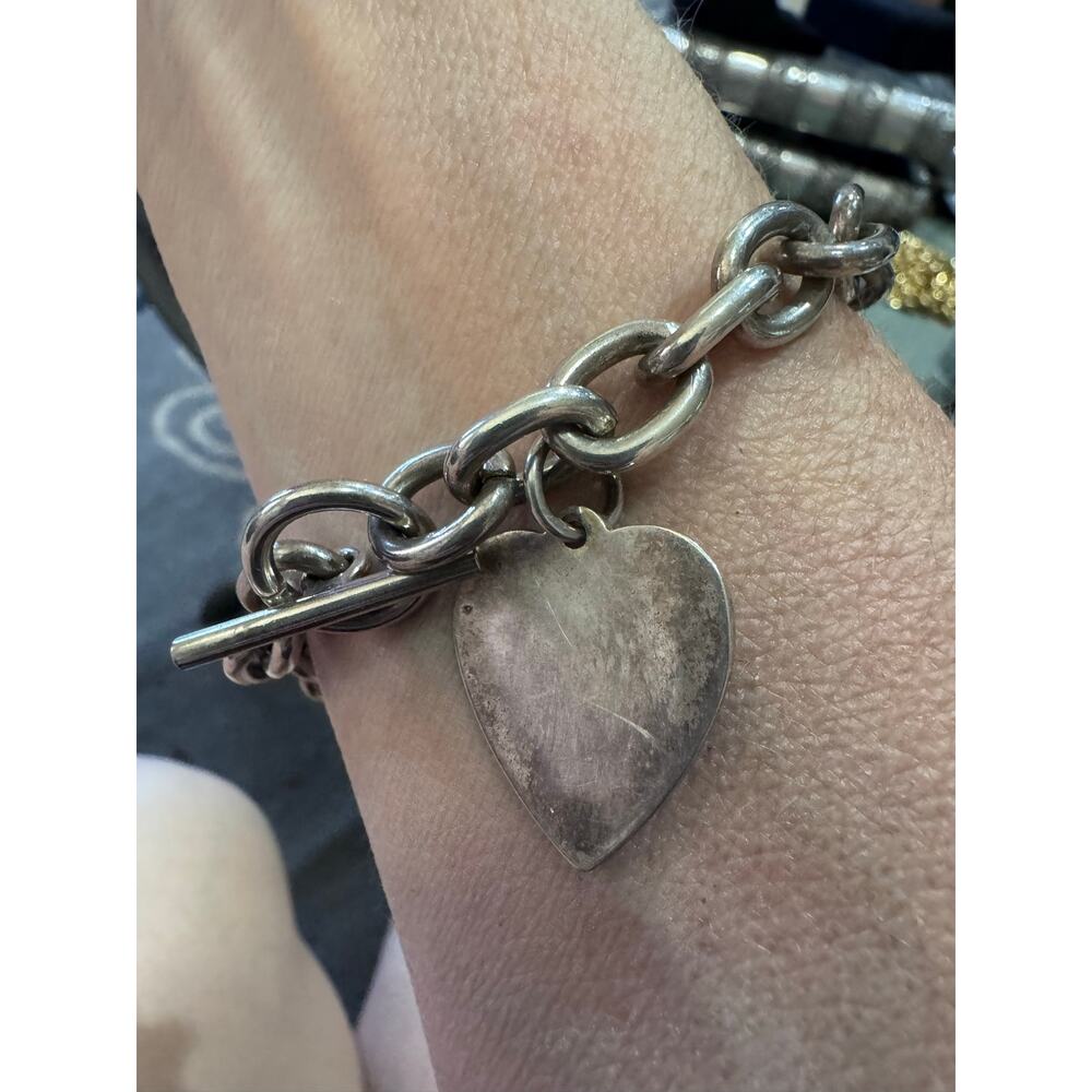 Tiffany style chunky chain and toggle heart bracelet